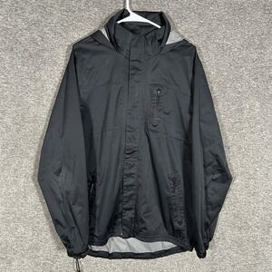 Travis Mathew Jacket Mens Large Black Hooded Windbreaker Golf Rain Coat Athletic